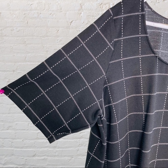 Michel Studio black short sleeve windowpane check print shift dress - Picture 3 of 6